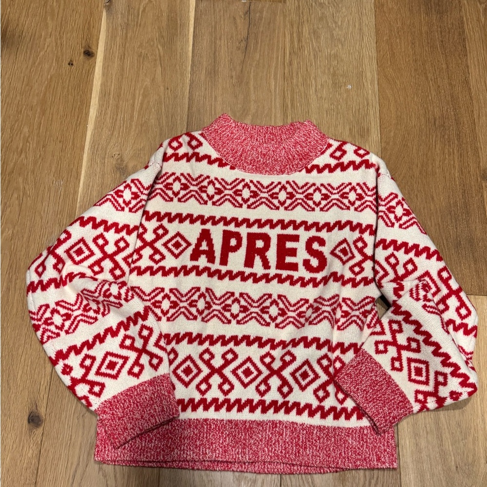 a new day Red and Cream Patterned Women's Sweater